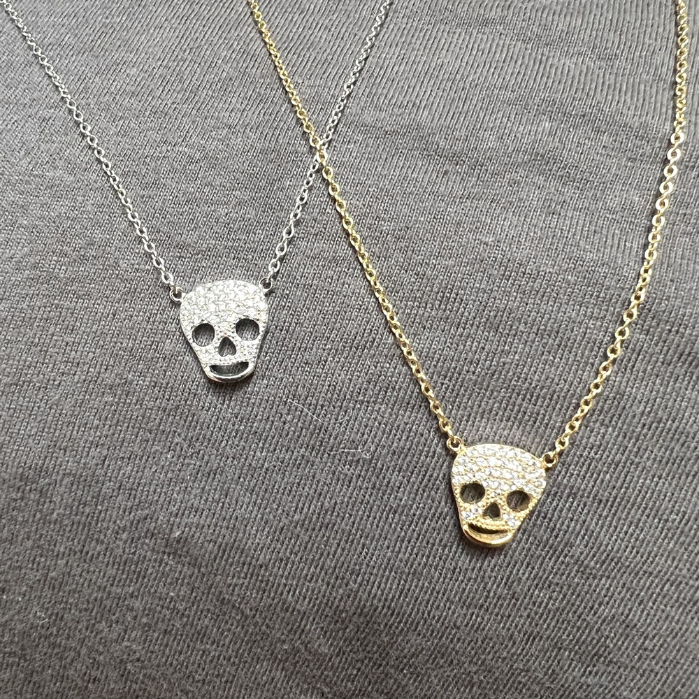 925 Stone Embossed Skull necklace